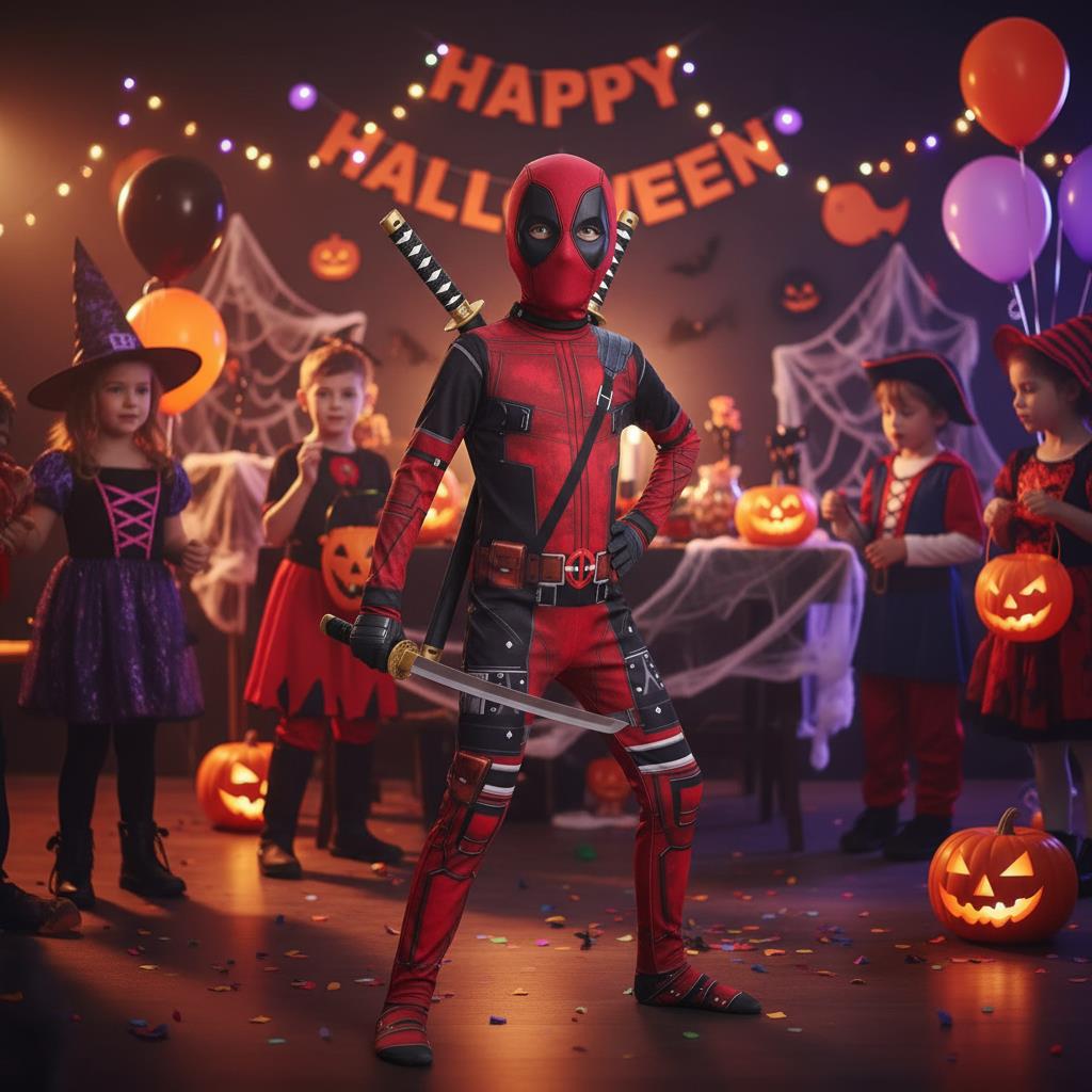 3-12Y Kids Deadpool Costume wi - Cosplay Prop Sword ulasan dan harga